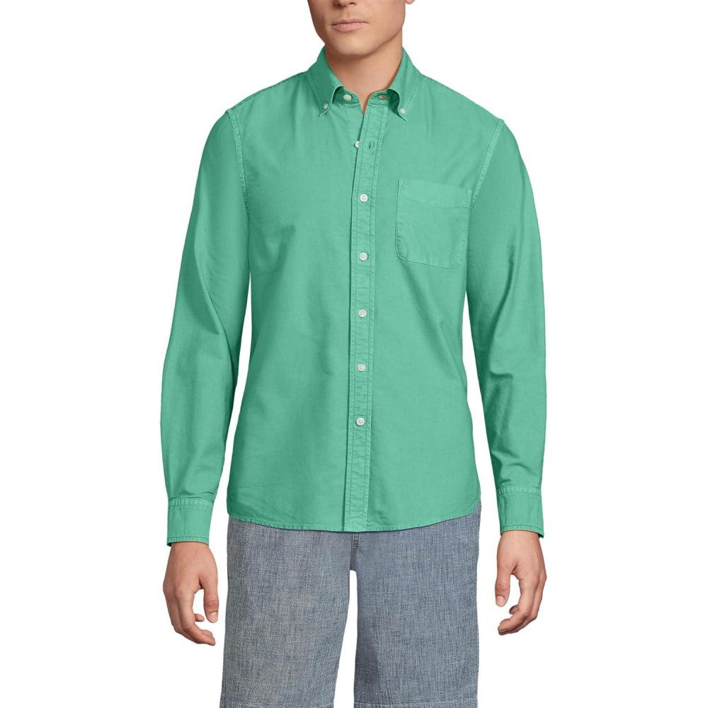imageLands End Mens Traditional Fit ComfortFirst Sail Rigger Oxford ShirtBay Water Green