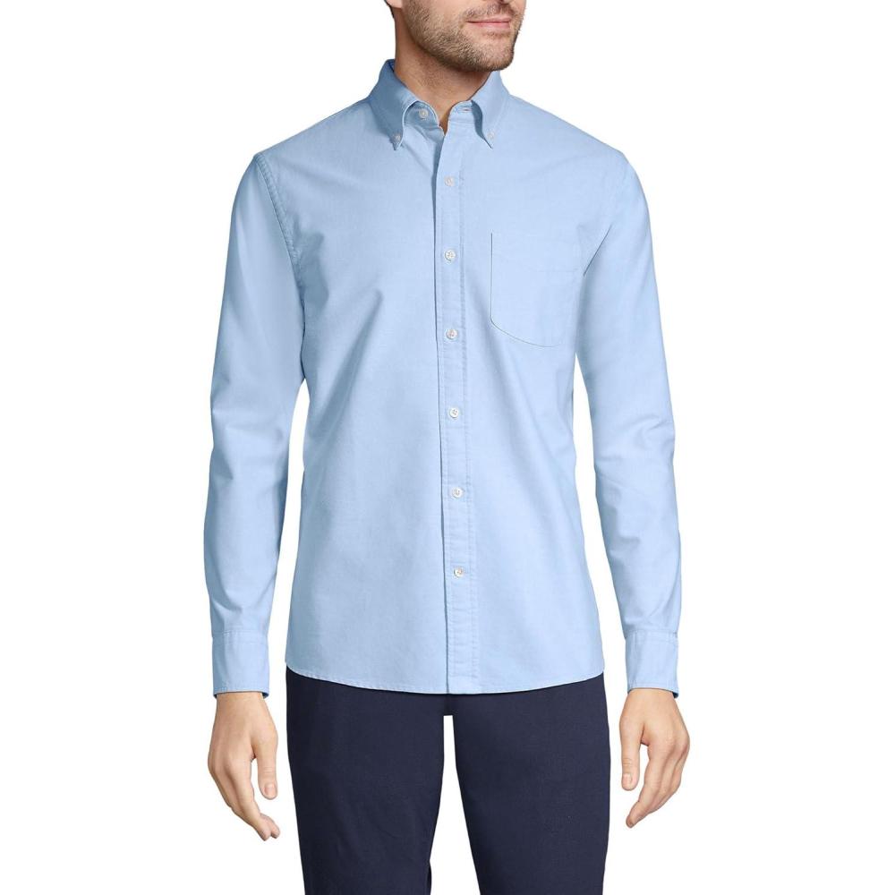 imageLands End Mens Traditional Fit ComfortFirst Sail Rigger Oxford ShirtBlue