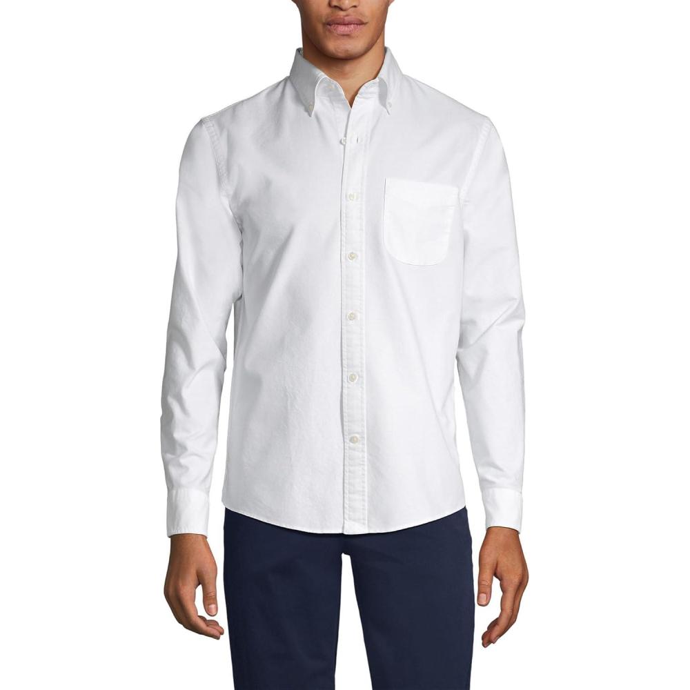 imageLands End Mens Traditional Fit ComfortFirst Sail Rigger Oxford ShirtWhite 24