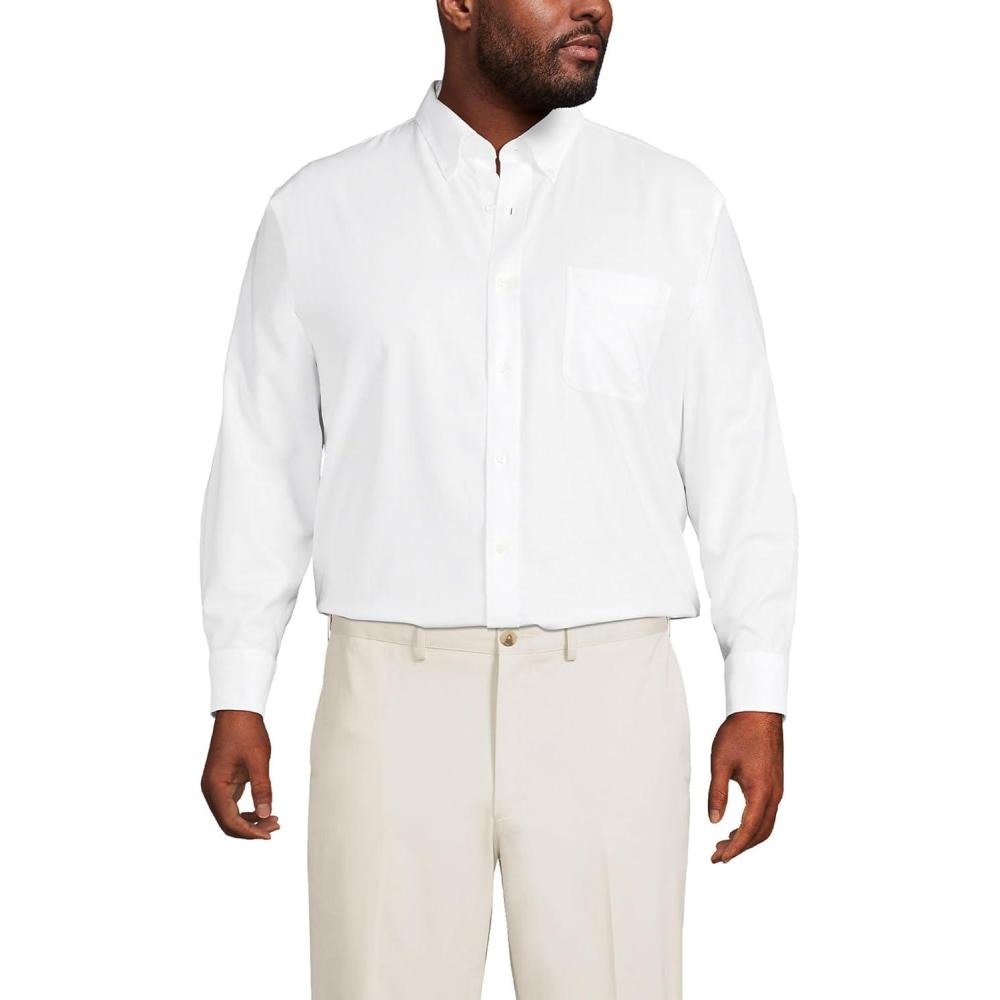 imageLands End Mens Traditional Fit Solid No Iron AmericanGrown Supima Oxford Dress ShirtWhite