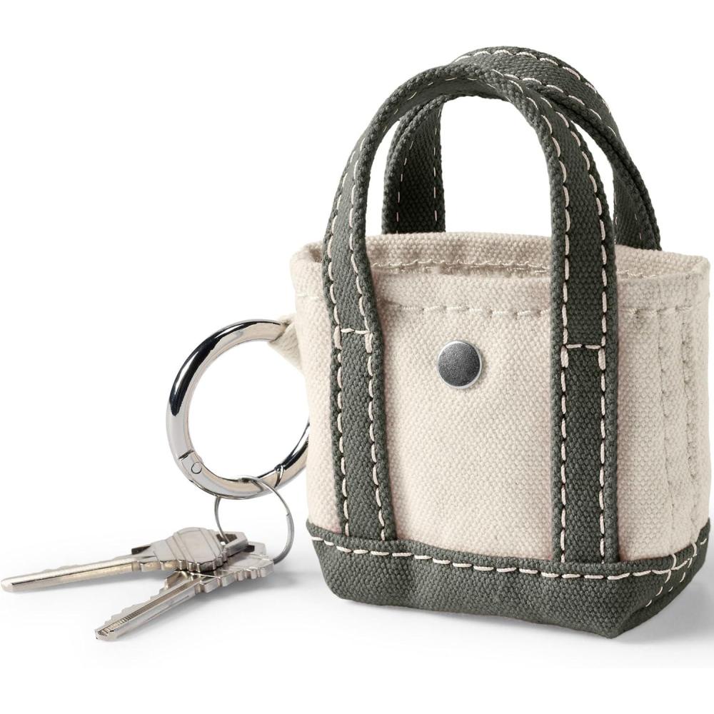 imageLands End Micro Canvas Tote Charm Naturalheritage Red One sizeNaturalDark Olive Green