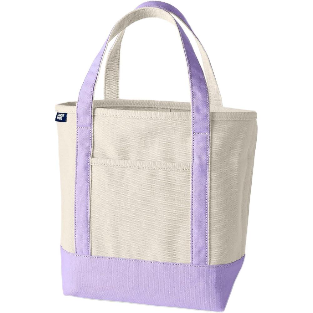 imageLands End Open Top Canvas Tote BagNaturalLavender Cloud