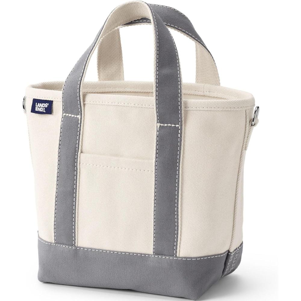 imageLands End Open Top Canvas Tote BagNaturalSilver Graphite