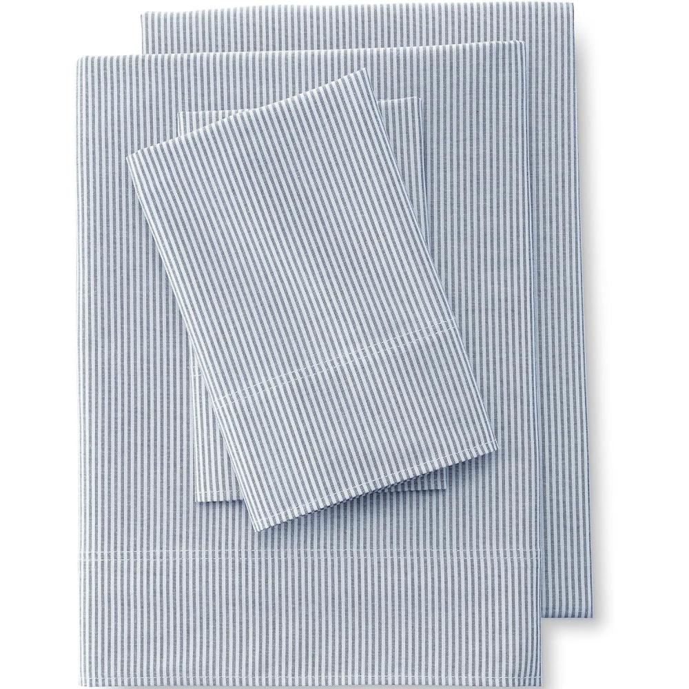imageLands End Oxford Stripe Sheet Set Deep Sea Navy Stripe TwinDeep Sea Navy Stripe