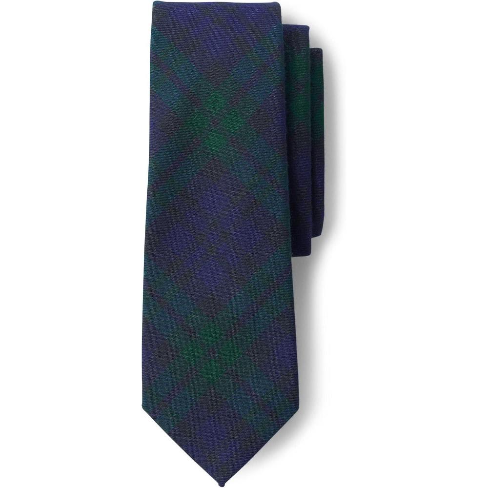 imageLands End School Uniform Adult Plaid To Be Tied TieClassic NavyEvergreen Plaid