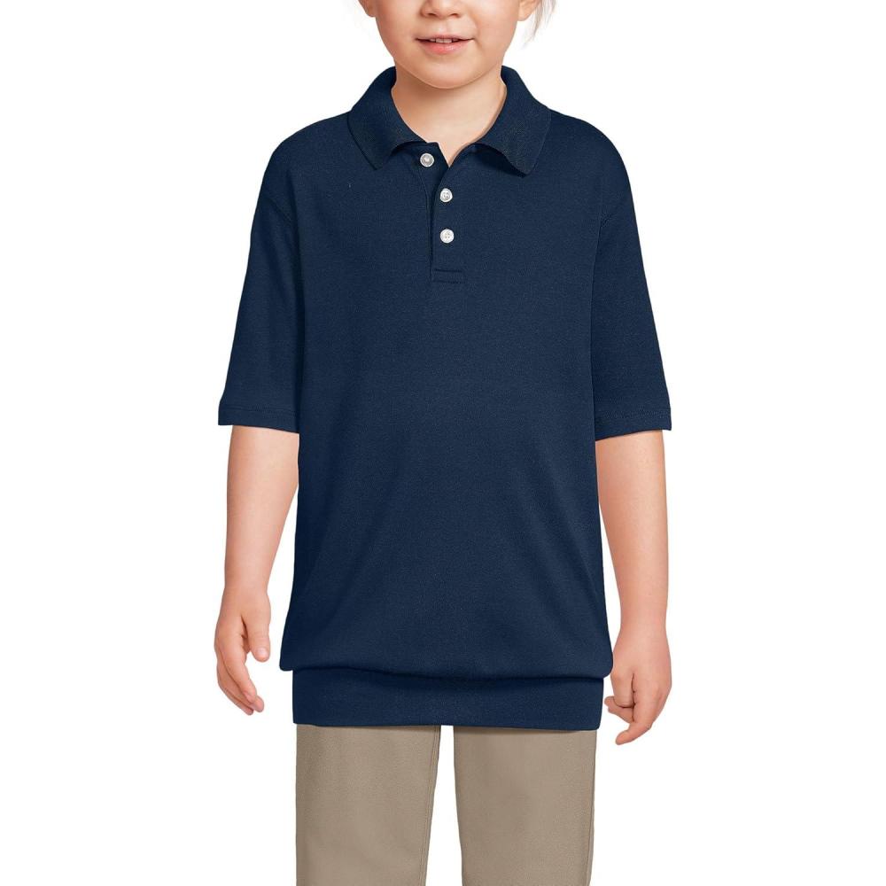 imageLands End School Uniform Big Kids Short Sleeve Banded Bottom Polo ShirtClassic Navy