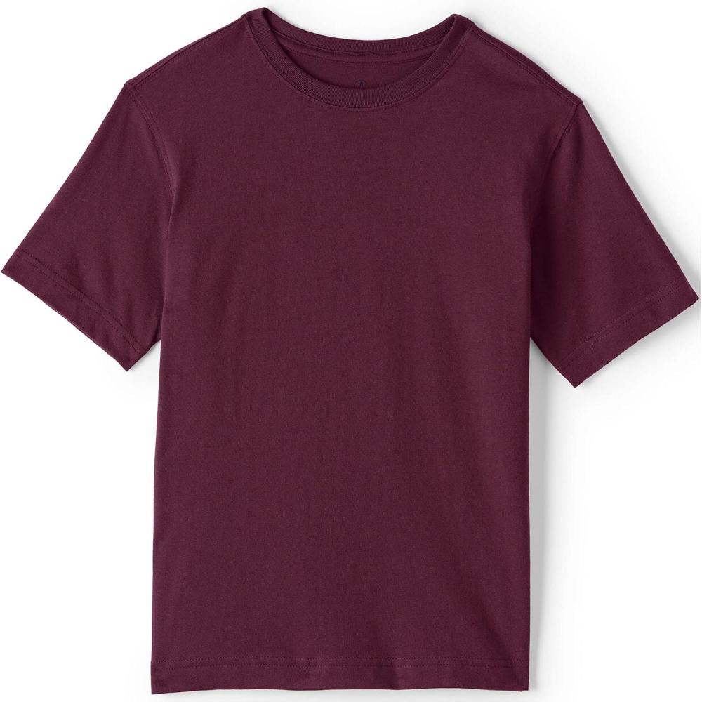 imageLands End School Uniform Boys Short Sleeve Essential TShirtBurgundy