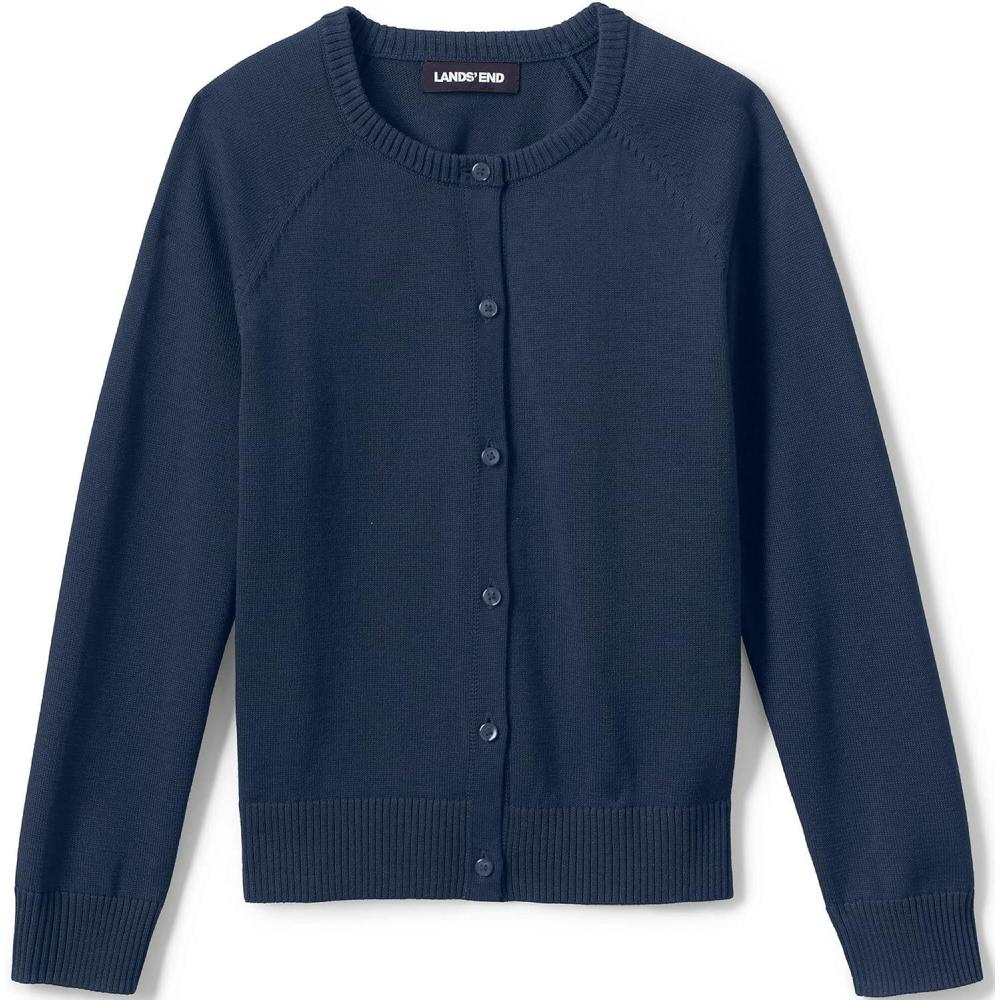 imageLands End School Uniform Girls Cotton Modal Cardigan SweaterClassic Navy