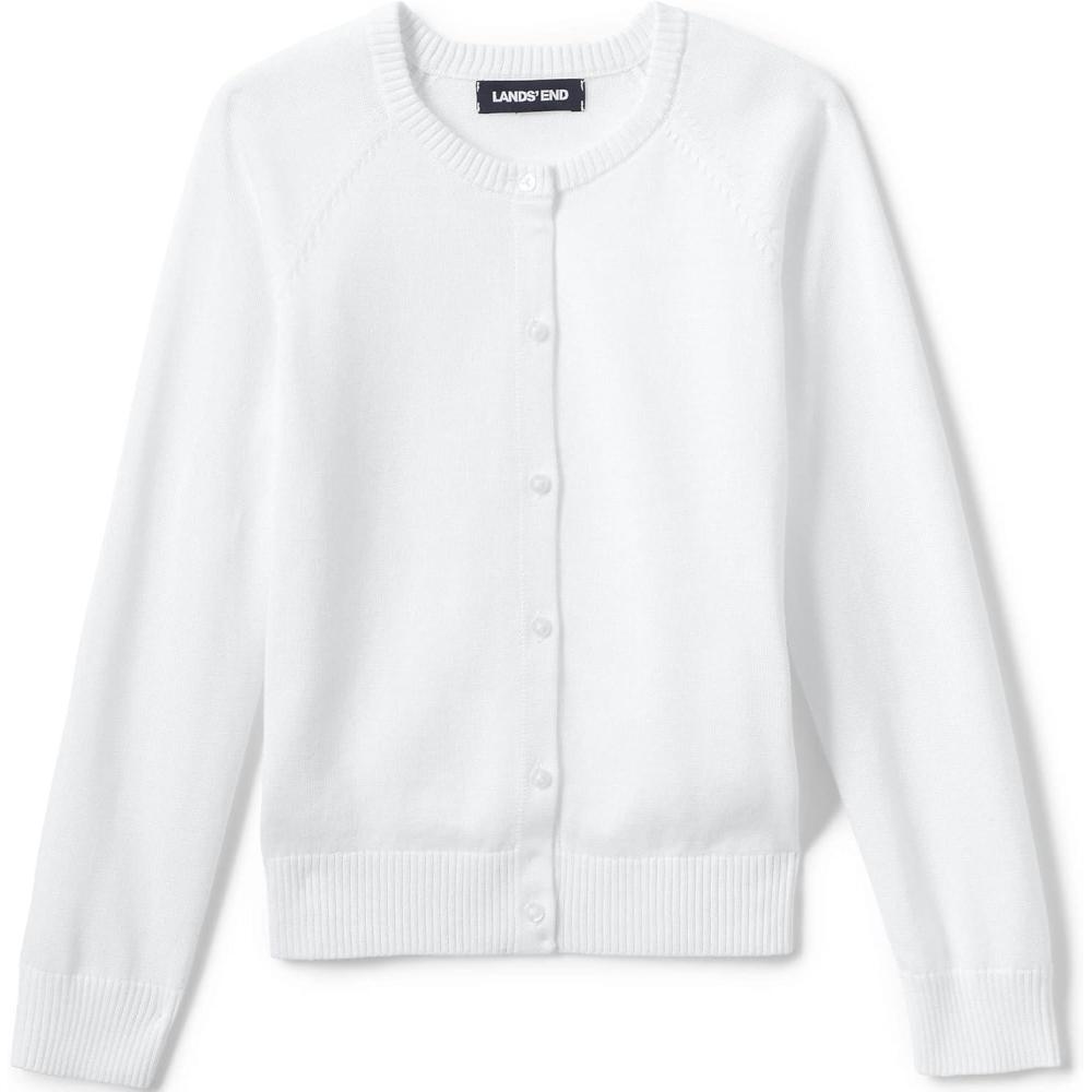 imageLands End School Uniform Girls Cotton Modal Cardigan SweaterWhite