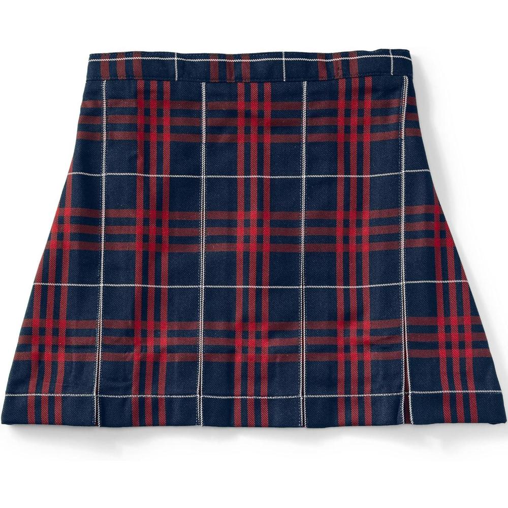 imageLands End School Uniform Girls Plaid Box Pleat Skirt Top of The KneeClassic Navy Large Plaid