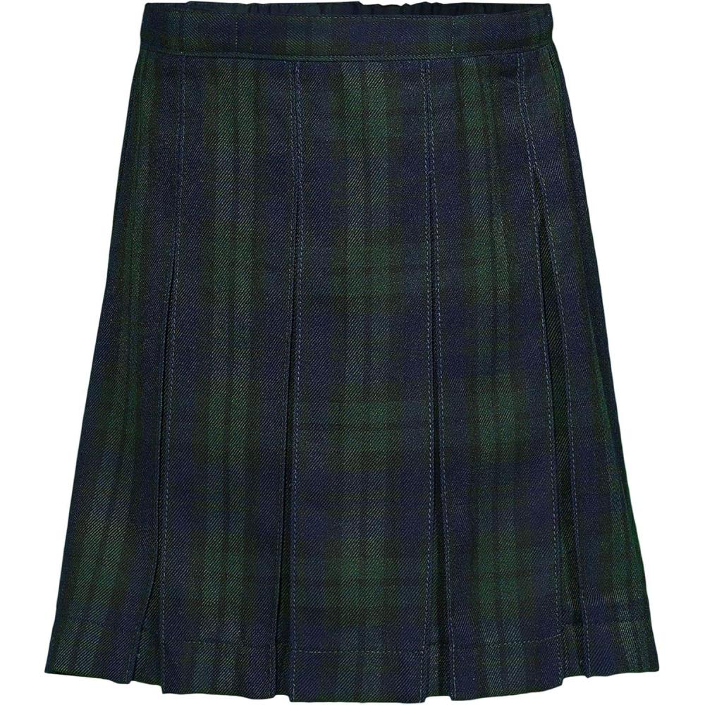 imageLands End School Uniform Girls Plaid Box Pleat Skirt Top of The KneeClassic NavyEvergreen Plaid