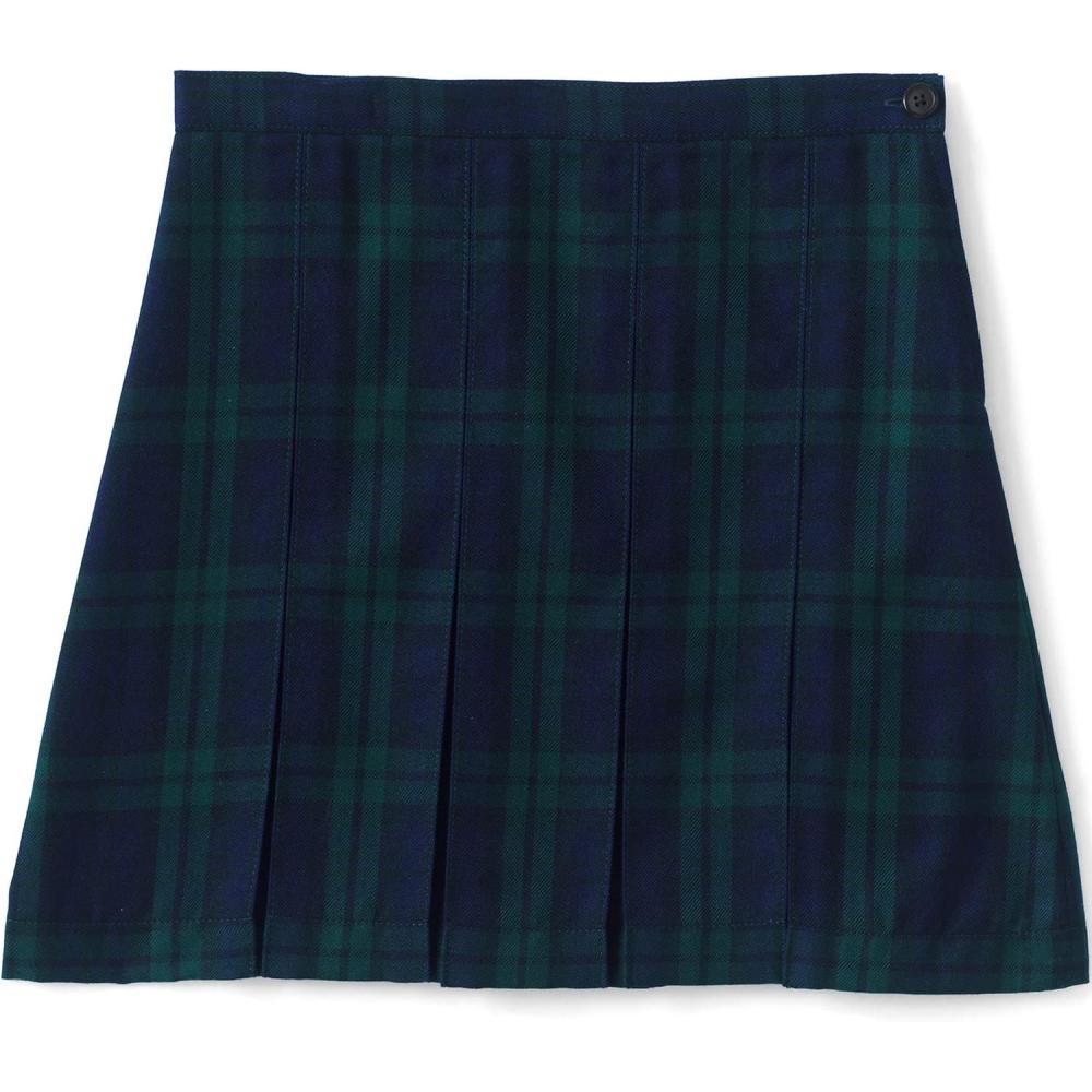 imageLands End School Uniform Girls Plaid Box Pleat Skirt Top of The KneePlaid Classic NavyEvergreen
