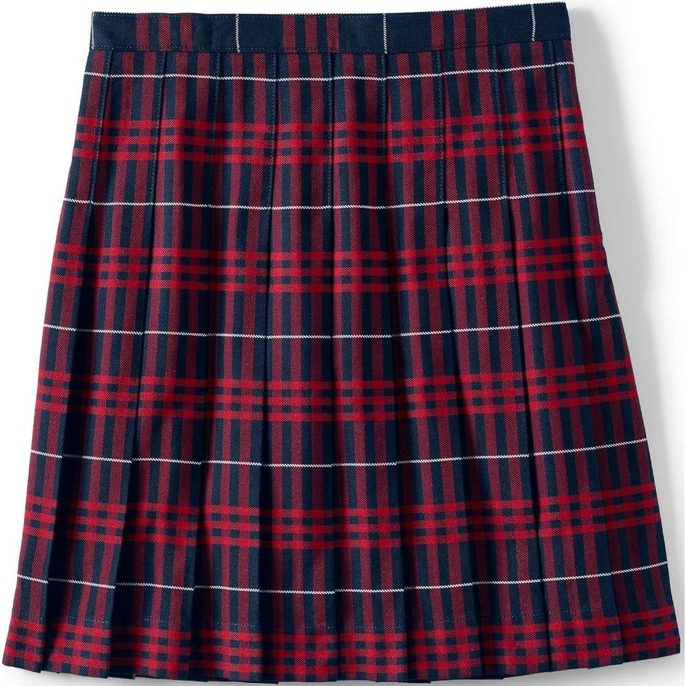 imageLands End School Uniform Girls Plaid Pleated Skirt Below The KneeClassic Navy Large Plaid