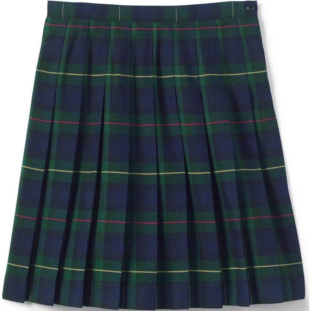 imageLands End School Uniform Girls Plaid Pleated Skirt Below The KneeHunterClassic Navy Plaid