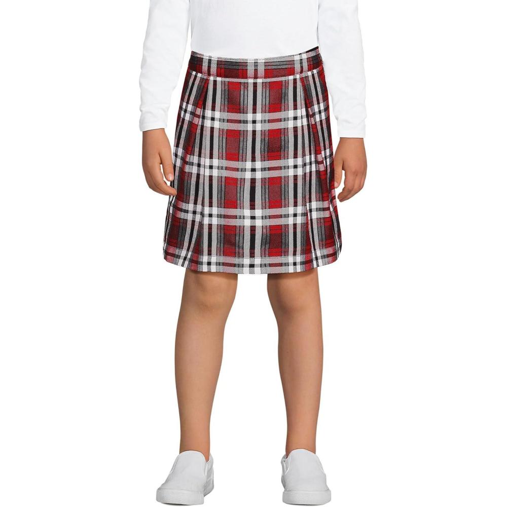 imageLands End School Uniform Girls Plaid Skort Top of KneeRedGraphite Plaid