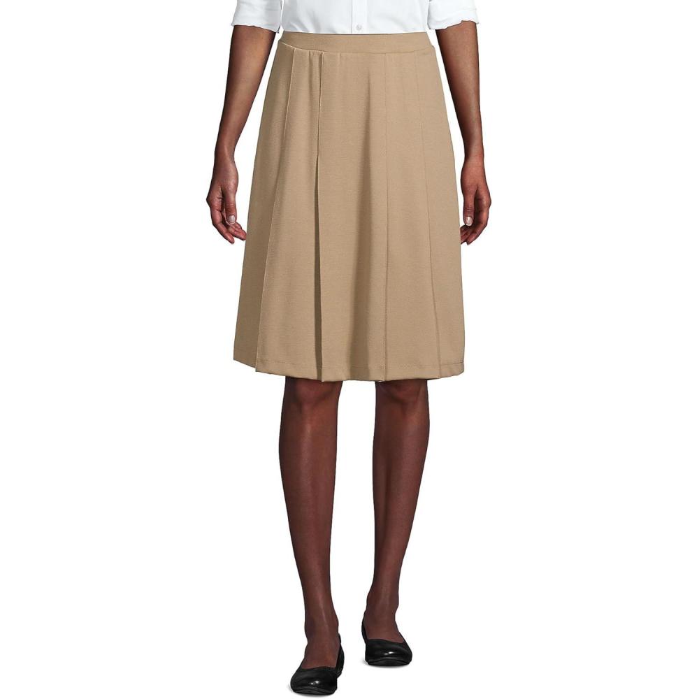 imageLands End School Uniform Girls Ponte Pleat SkirtKhaki