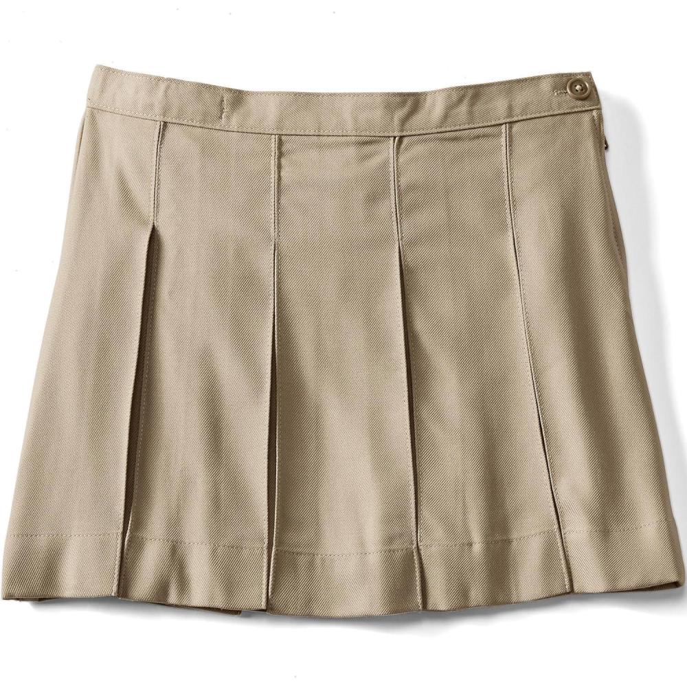 imageLands End School Uniform Girls Solid Box Pleat Skirt Above KneeKhaki