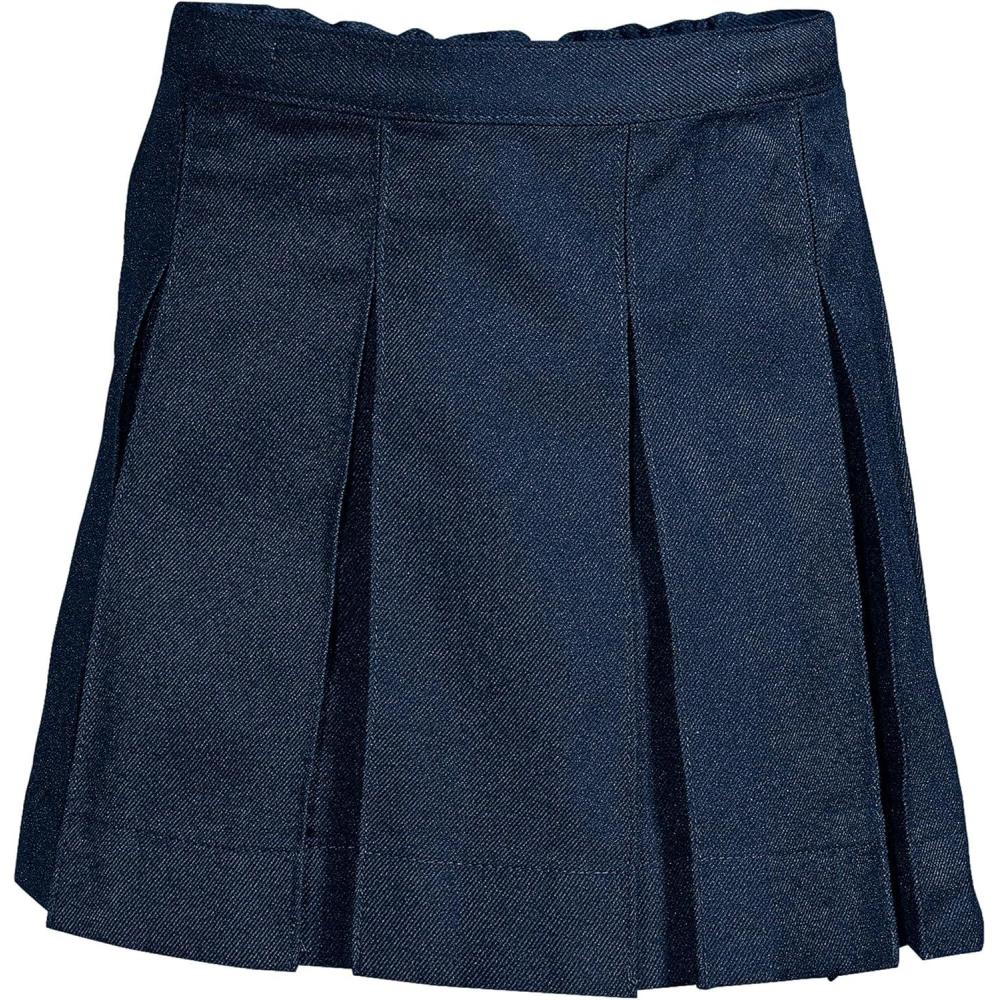 imageLands End School Uniform Girls Solid Box Pleat Skirt Top of KneeAcademic Classic Navy