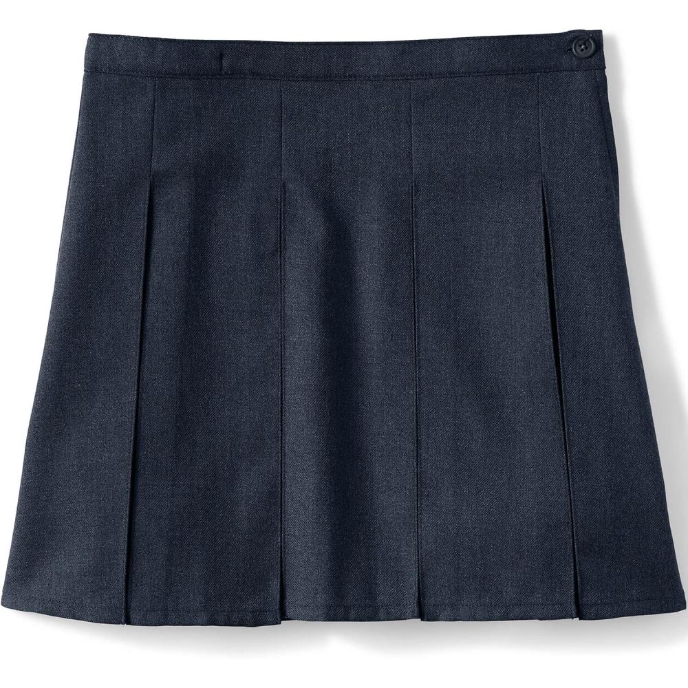 imageLands End School Uniform Girls Solid Box Pleat Skirt Top of KneeClassic Navy