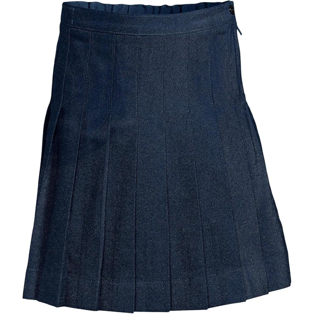 imageLands End School Uniform Girls Solid Pleated Skirt Below The KneeAcademic Classic Navy