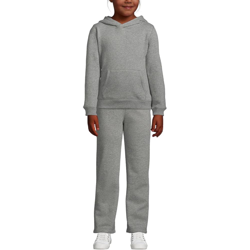 imageLands End School Uniform Kids Hooded Pullover SweatshirtPewter Heather