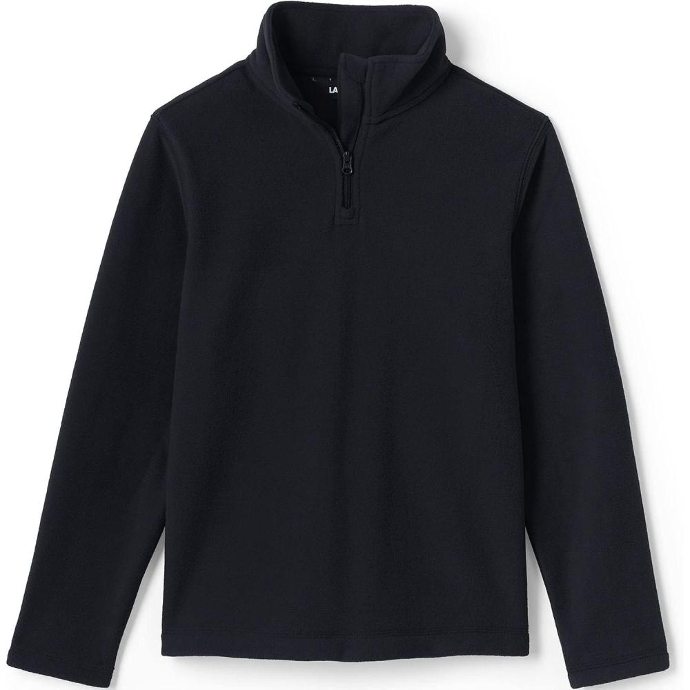 imageLands End School Uniform Kids Lightweight Fleece Quarter Zip PulloverBlack