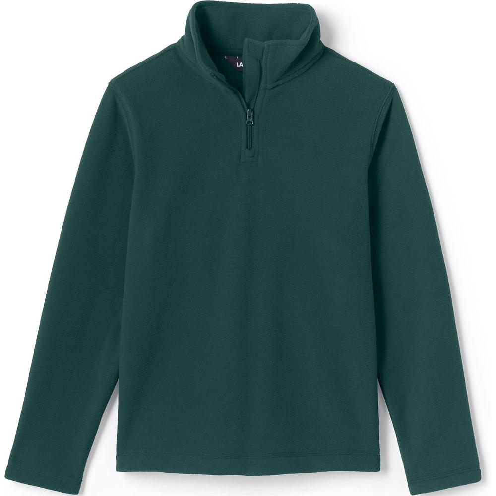 imageLands End School Uniform Kids Lightweight Fleece Quarter Zip PulloverEvergreen