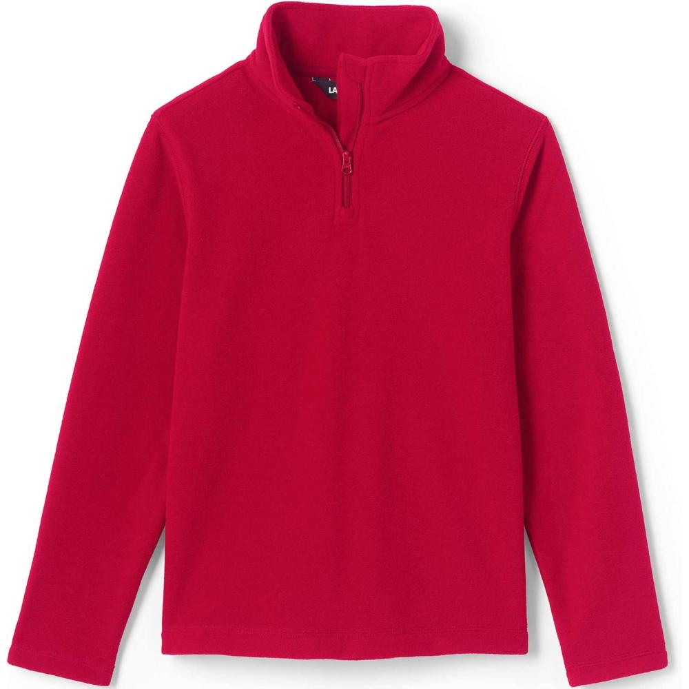 imageLands End School Uniform Kids Lightweight Fleece Quarter Zip PulloverRed