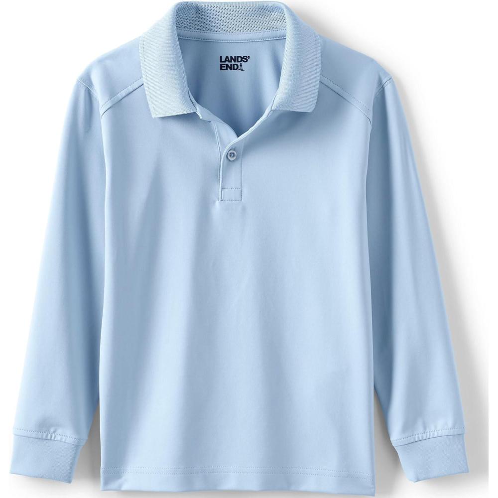 imageLands End School Uniform Kids Long Sleeve Rapid Dry Polo ShirtBlue