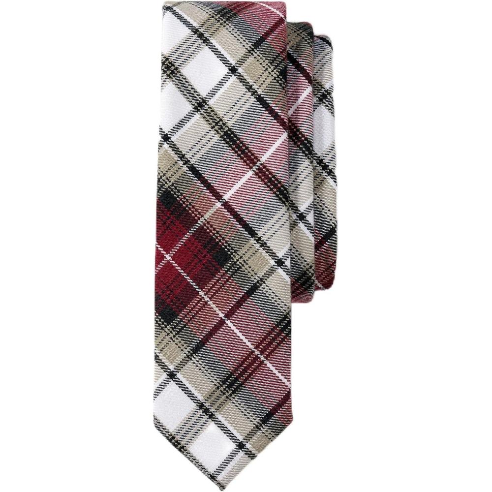 imageLands End School Uniform Kids Plaid To Be Tied TieGarnetKhaki Plaid