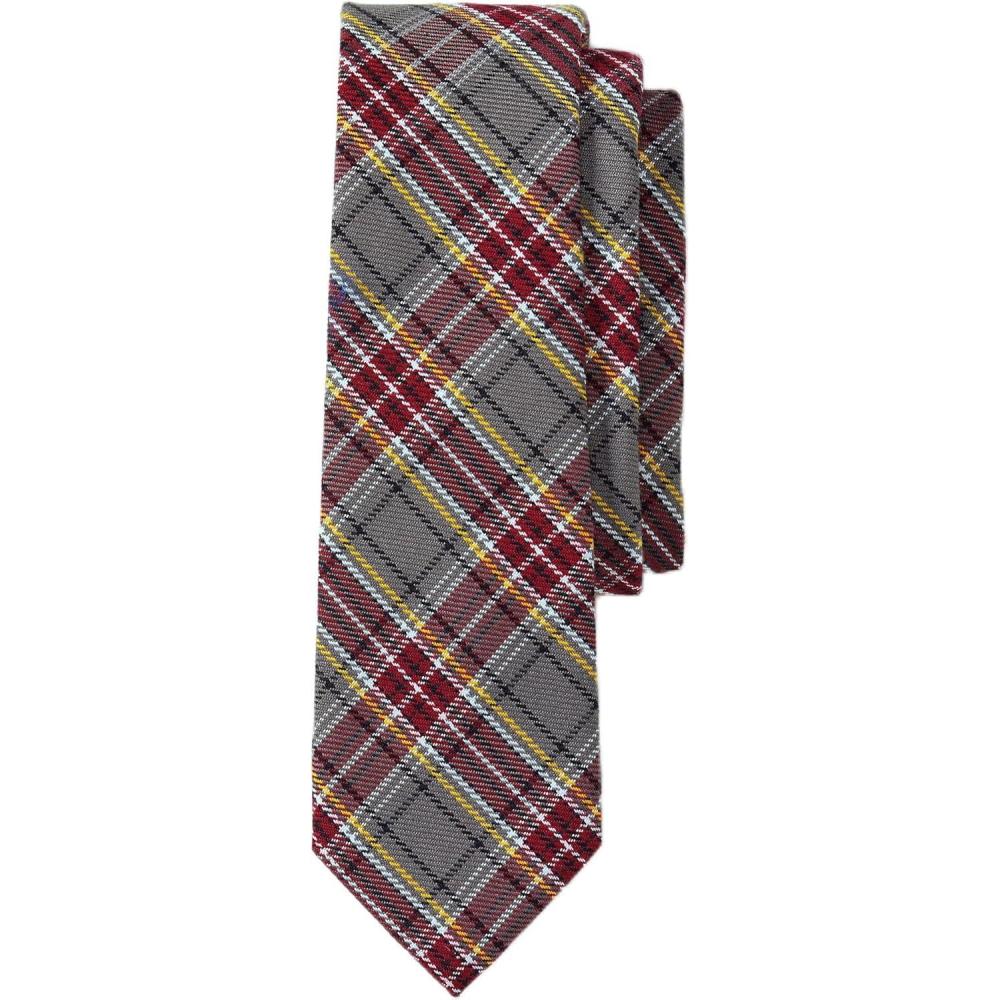 imageLands End School Uniform Kids Plaid To Be Tied TieGray HeatherMaroon Plaid