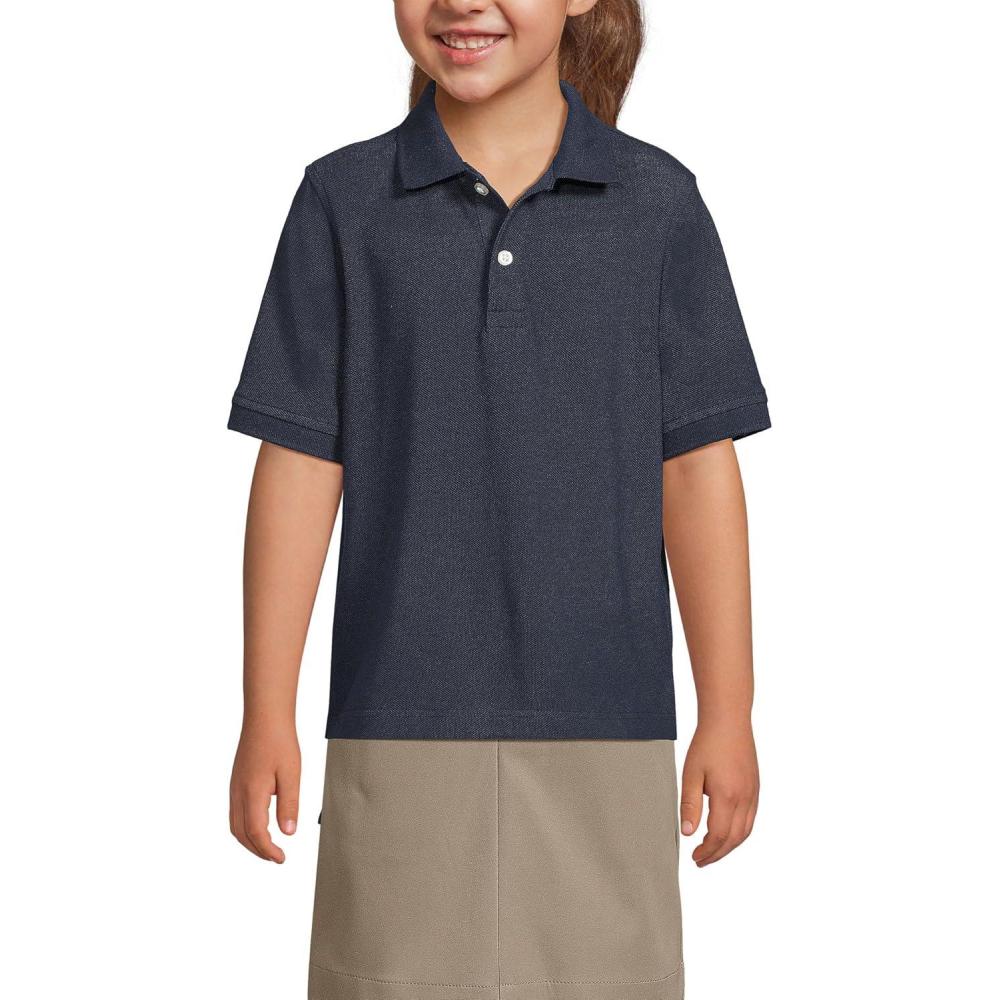 imageLands End School Uniform Kids Short Sleeve Mesh Polo ShirtClassic Navy