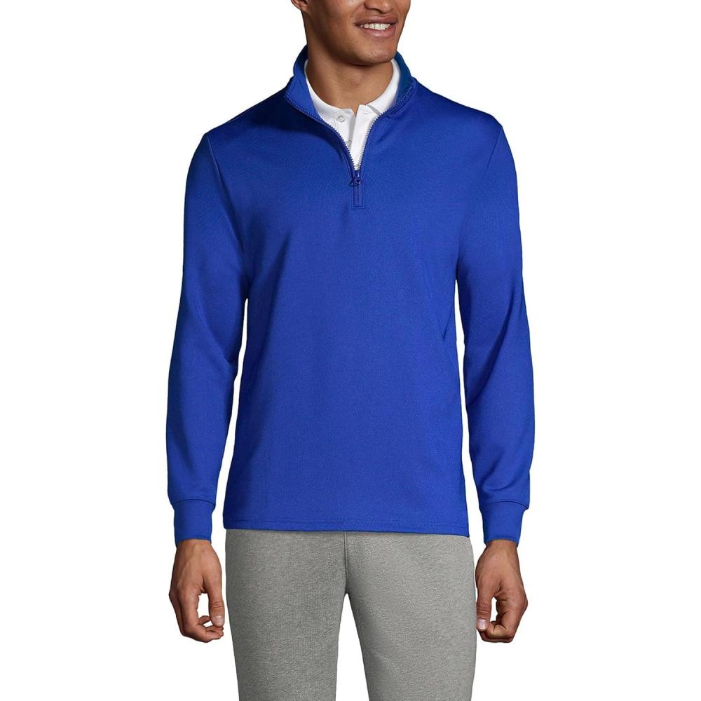 imageLands End School Uniform Mens Quarter Zip PulloverCobalt
