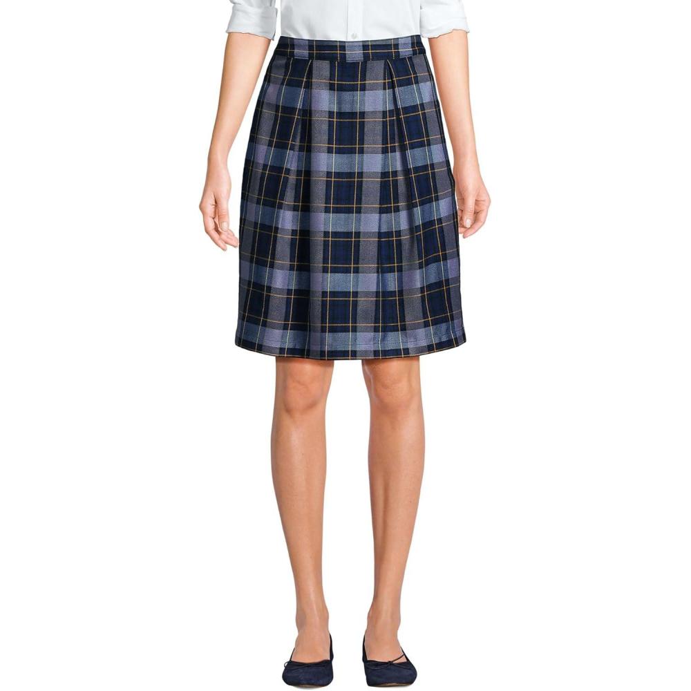 imageLands End School Uniform Womens Plaid Skort Top of KneeClassic Navy Plaid