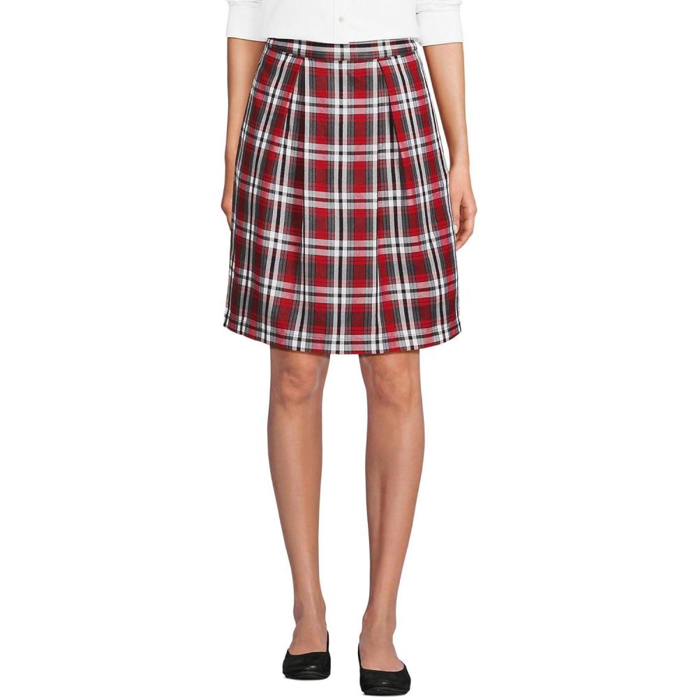 imageLands End School Uniform Womens Plaid Skort Top of KneeRedGraphite Plaid