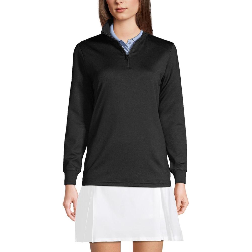 imageLands End School Uniform Womens Quarter Zip PulloverBlack