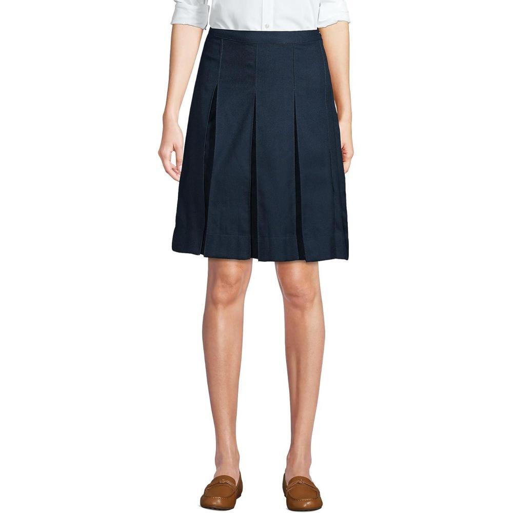 imageLands End School Uniform Womens Solid Box Pleat Skirt Above KneeClassic Navy