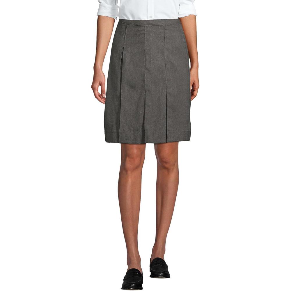 imageLands End School Uniform Womens Solid Box Pleat Skirt Above KneeGray