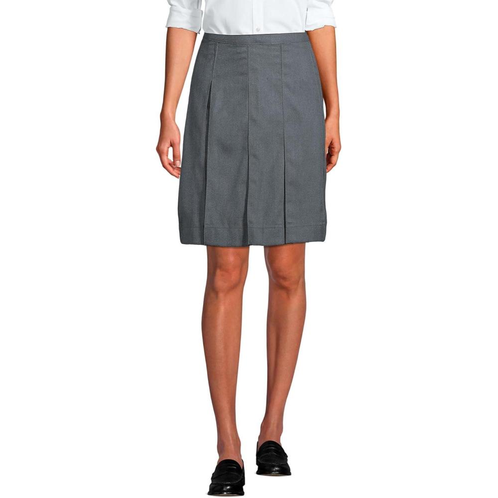 imageLands End School Uniform Womens Solid Box Pleat Skirt Above KneeHaze Gray