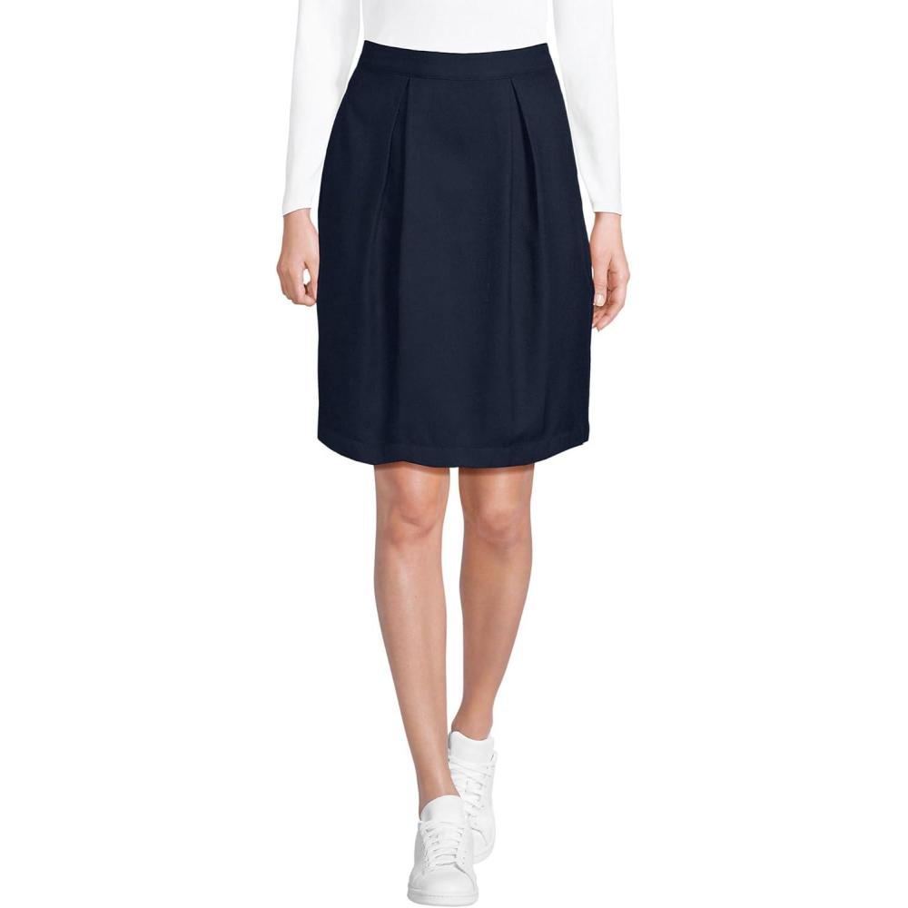 imageLands End School Uniform Womens Solid Pleated Skort Top of KneeClassic Navy