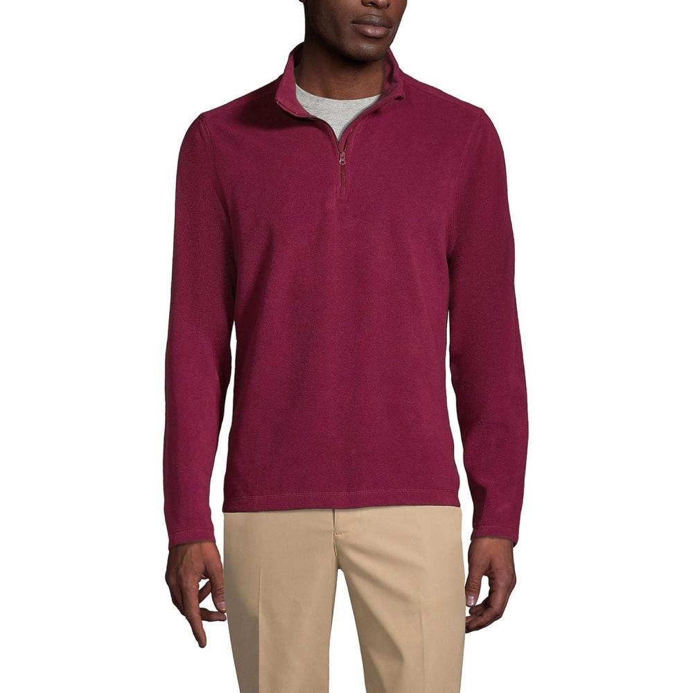 imageLands End School Uniform Young Mens Lightweight Fleece Quarter Zip PulloverBurgundy