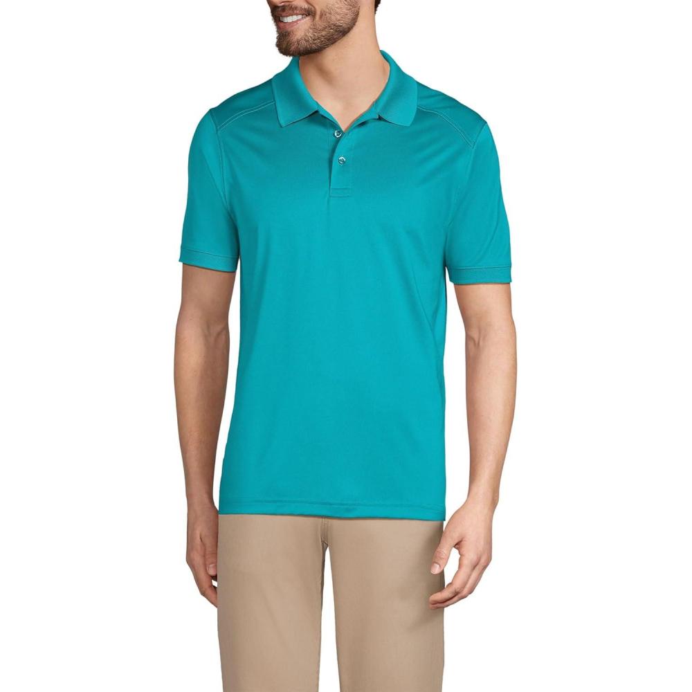 imageLands End School Uniform Young Mens Short Sleeve Rapid Dry Polo ShirtTeal Breeze