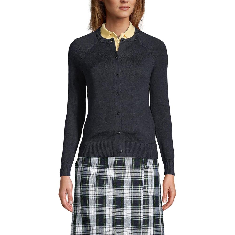 imageLands End School Uniform Young Womens Cotton Modal Cardigan SweaterBlack