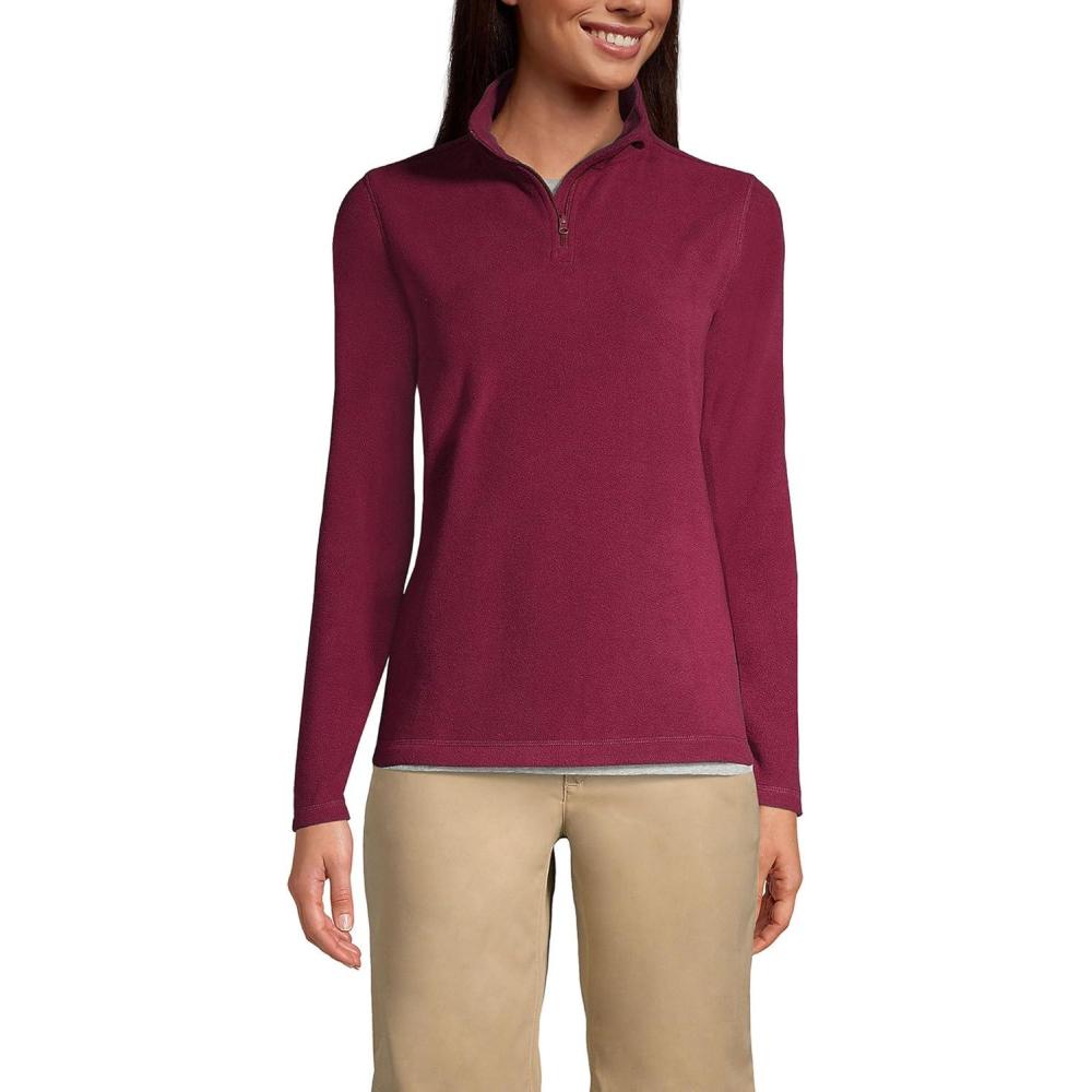 imageLands End School Uniform Young Womens Lightweight Fleece Quarter Zip PulloverBurgundy