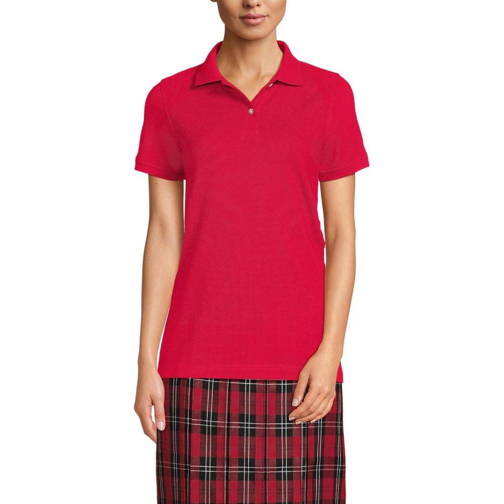 imageLands End School Uniform Young Womens Short Sleeve Mesh Polo ShirtRed