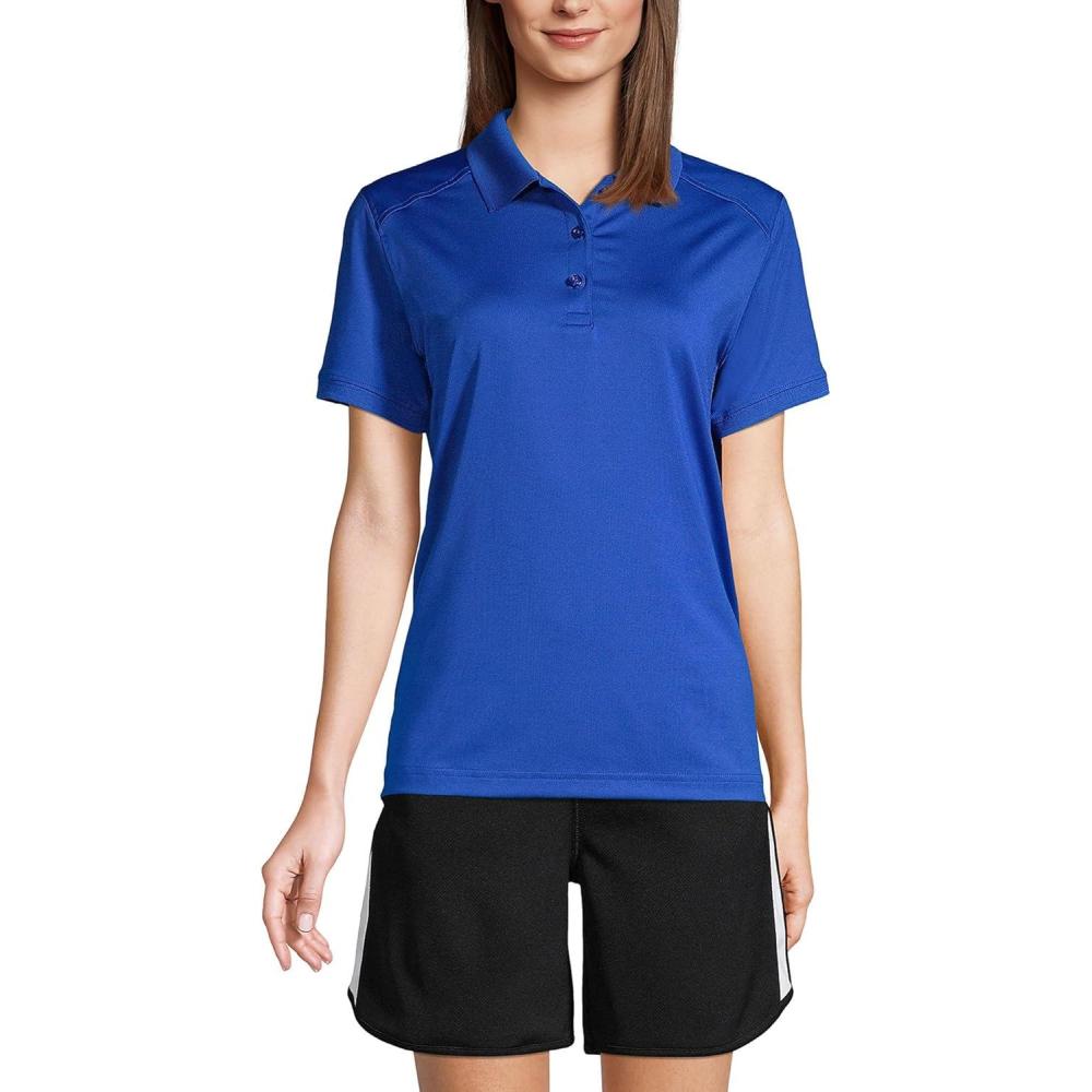 imageLands End School Uniform Young Womens Short Sleeve Rapid Dry Polo ShirtCobalt