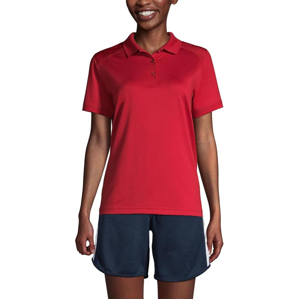 imageLands End School Uniform Young Womens Short Sleeve Rapid Dry Polo ShirtRed