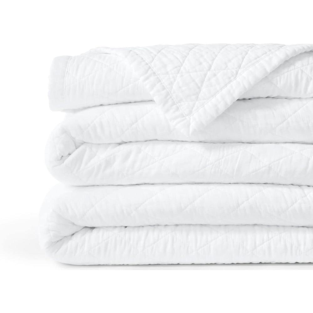 imageLands End Solid Diamond Double Voile Quilt White Twin