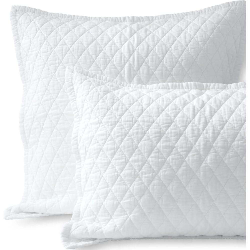 imageLands End Solid Diamond Double Voile Sham White Standard