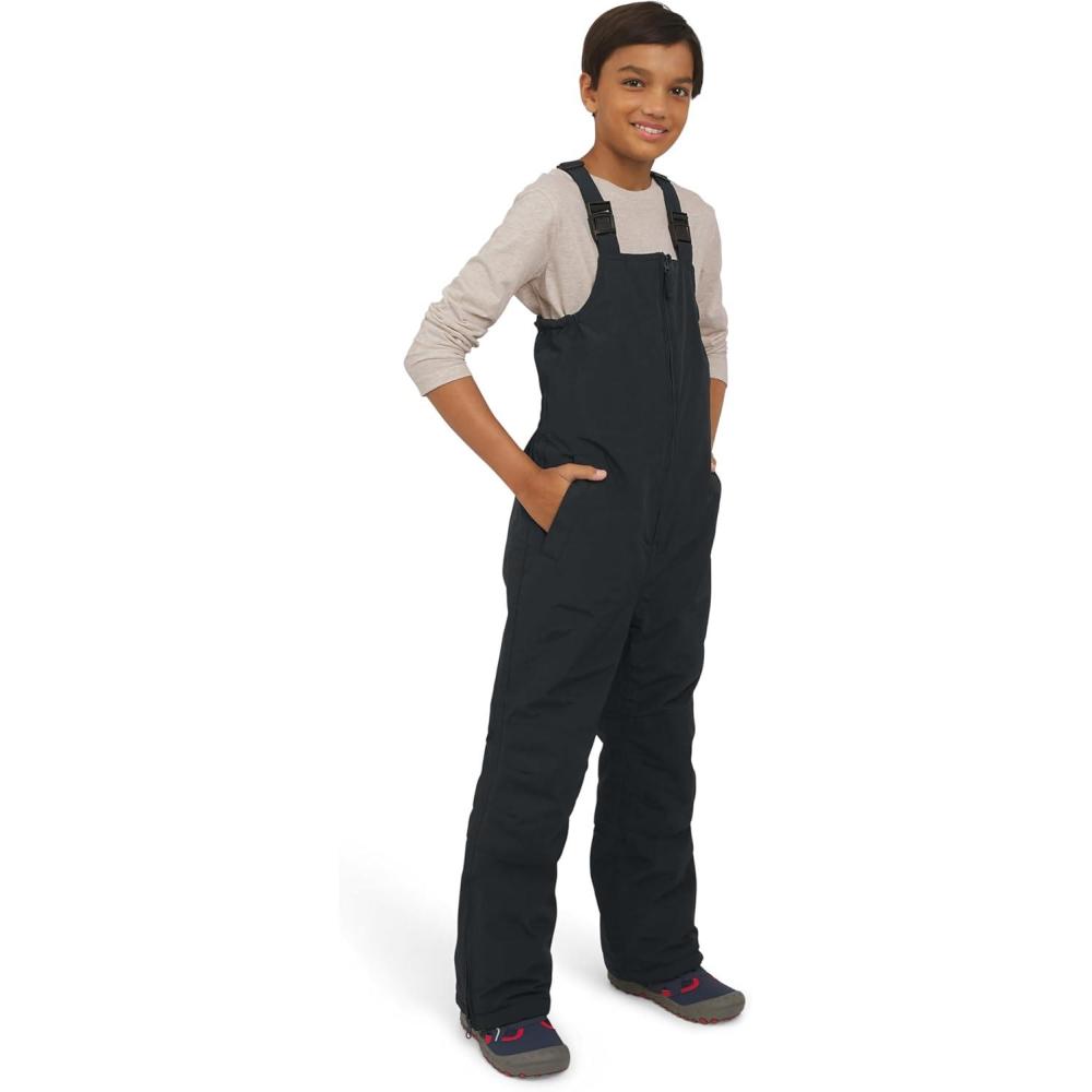 imageLands End Unisex Kids Squall Waterproof Adjustable Insulated Iron Knee Snow Bib OverallsBlack